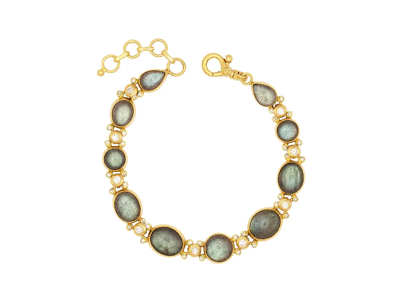 Stylish bangle bracelets with gemstone accents for a chic and modern look-Labradorite and Diamond Bracelet