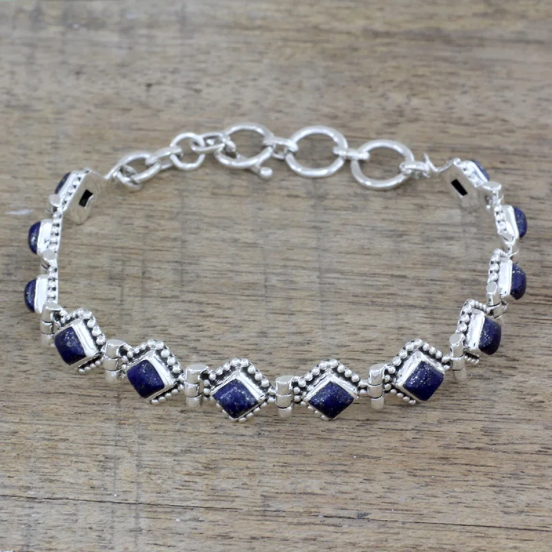 Best bangle bracelets with braided designs for a textured and sophisticated look-Lapis Lazuli & Sterling Silver Tennis Bracelet