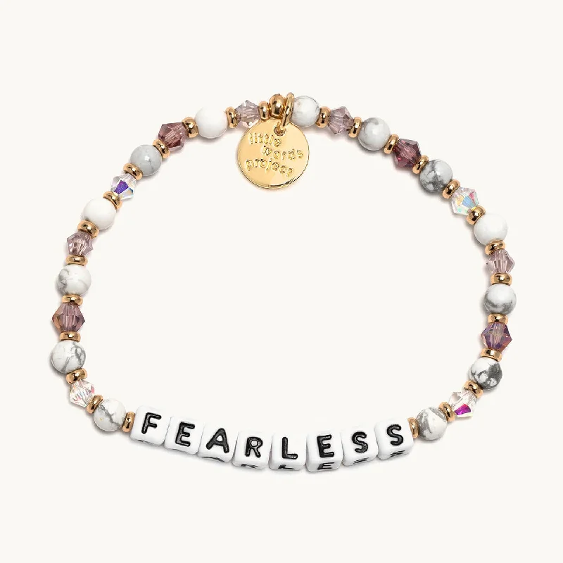 Best bangle bracelets with minimalist silver designs for a timeless, versatile look-Little Words Fearless Bracelet