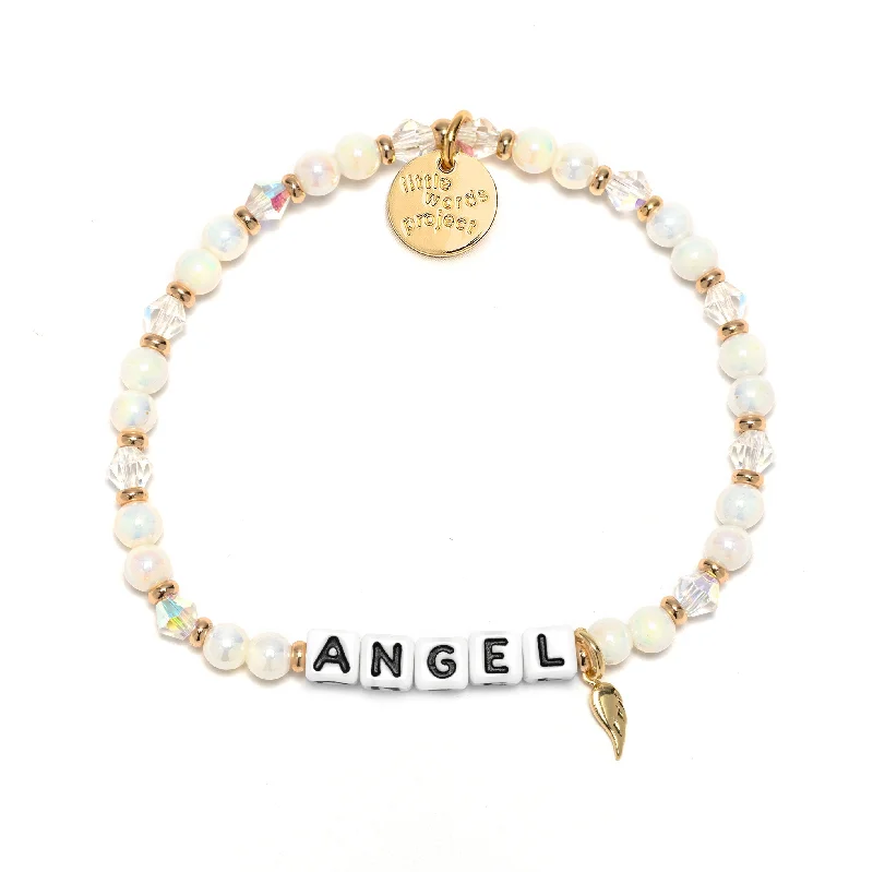 Best bangle bracelets with engraved floral patterns for a delicate and elegant design-Little Words Project Angel Wing Charm Bracelet