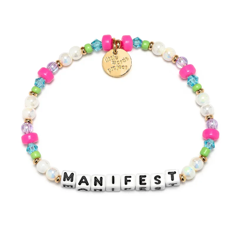 Bold bangle bracelets with mixed materials like wood, metal, and fabric-Little Words Project Manifest Bracelet - Sandbox Toys