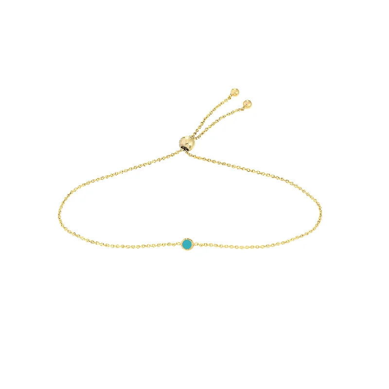 Best bangle bracelets with silver-plated finishes for an affordable and stylish accessory-Mini Turquoise Enamel Bezel Bolo Bracelet