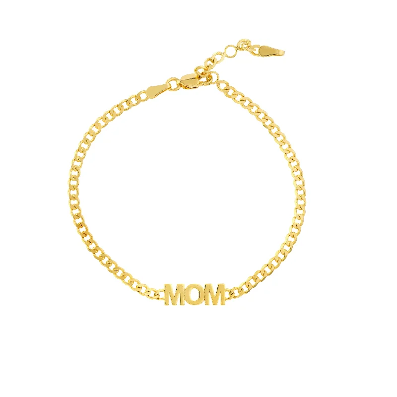 Elegant bangle bracelets with diamond-shaped stones for a sophisticated look-Mom on Curb Chain Adjustable Bracelet