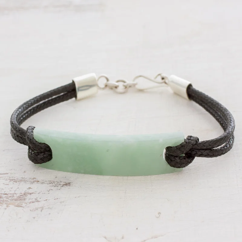 Best bangle bracelets with engraved birthstones for a personalized, meaningful gift-Monolith in Light Green Simple Jade Pendant Bracelet in Light Green from Guatemala