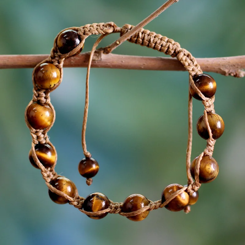 Best bangle bracelets with engraved initials for a personalized and meaningful gift-Oneness Tiger's Eye Beaded Bracelet