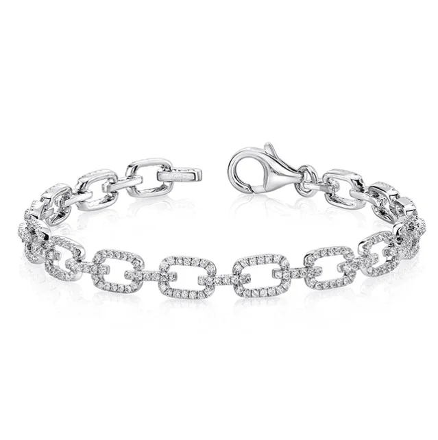 Best bangle bracelets with engraved floral patterns for a delicate and elegant design-Pavé Chain LInk Diamond Bracelet