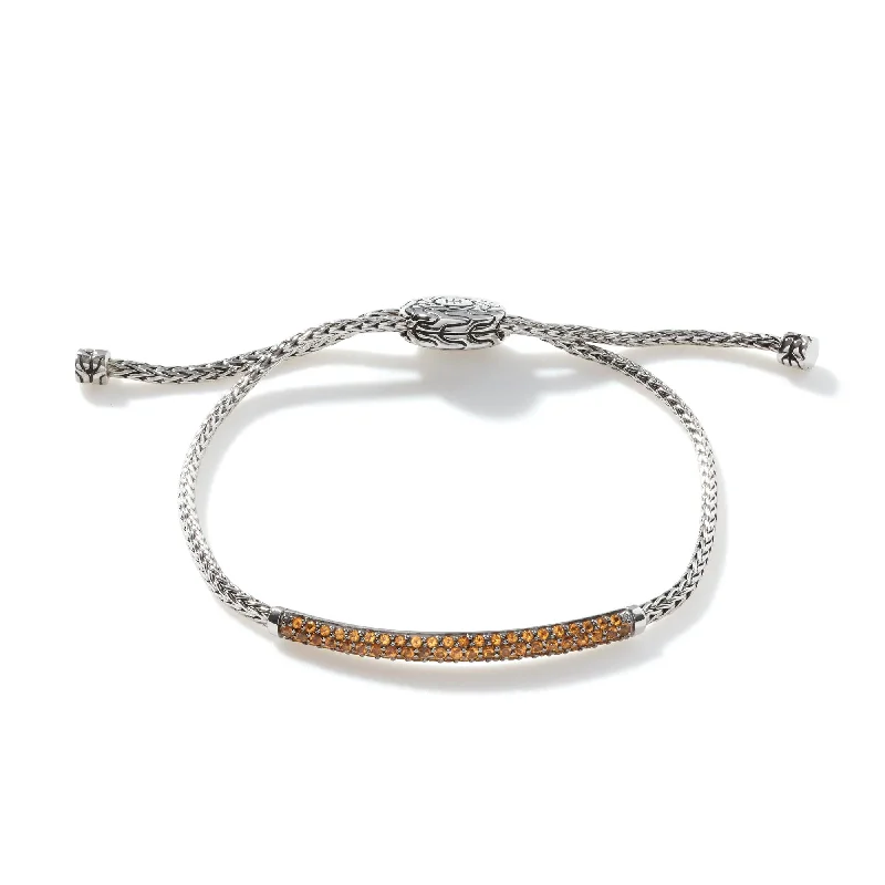 Elegant bangle bracelets with diamond-cut designs for added sparkle and elegance-Pull Through Citrine Station Bracelet