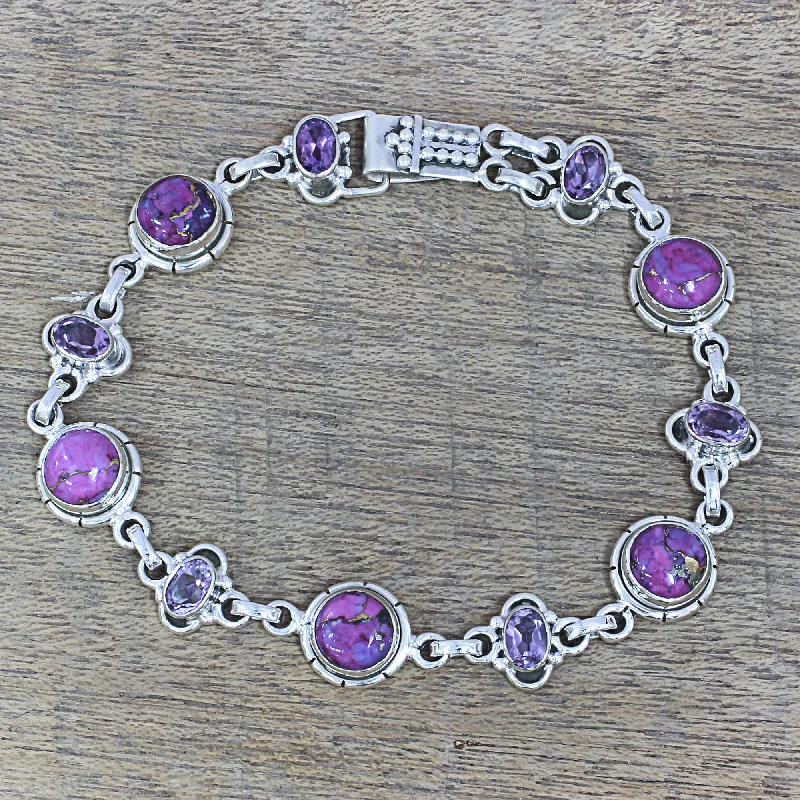 Best bangle bracelets with turquoise and silver for a Southwestern-inspired aesthetic-Purple Delight Amethyst and Purple Composite Turquoise Link Bracelet