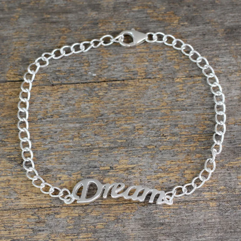 Stacked bangle bracelets with alternating textures for a dynamic, trendy look-Remember to Dream Inspirational Sterling Silver Bracelet with Dream Message