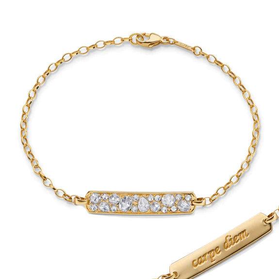 Gold bangle bracelets for women with a minimalist and sleek design-Rosecut Diamond "Carpe Diem" Petite Poesy Bracelet