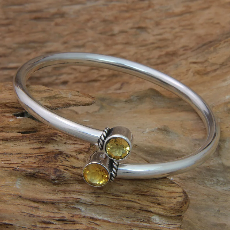 Best bangle bracelets with silver-plated finishes for an affordable and stylish accessory-Shooting Stars Citrine & Silver Bangle Bracelet