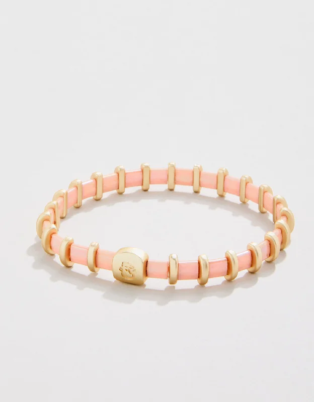 Classic bangle bracelets with pearl embellishments for a feminine and classic touch-Spartina 449 Lila Stretch Bracelet Pastel Pink