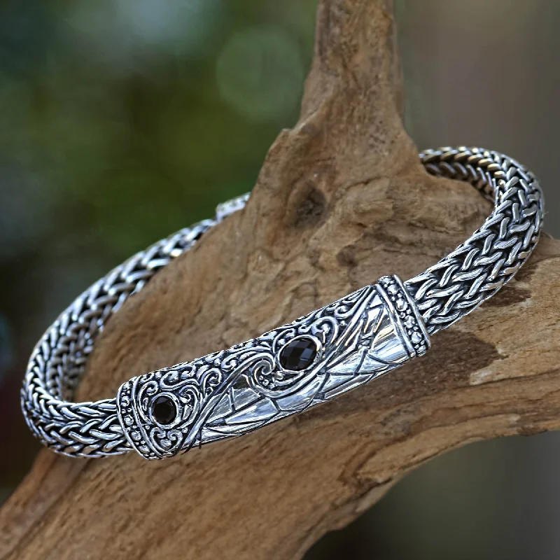 Best bangle bracelets with cubic zirconia inlays for affordable elegance and sparkle-Splendid Dragon Men's Sterling Silver Bracelet