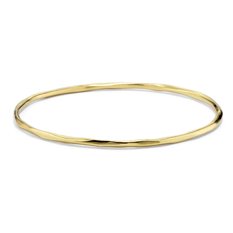 Art deco bangle bracelets with bold lines and shapes for a vintage-inspired flair-Thin Faceted Bangle in 18K Gold