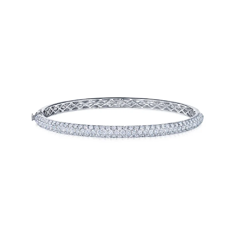 Vintage-inspired bangle bracelets with antique finishes for a retro, nostalgic style-Three-Row Bangle with Pavé Diamonds