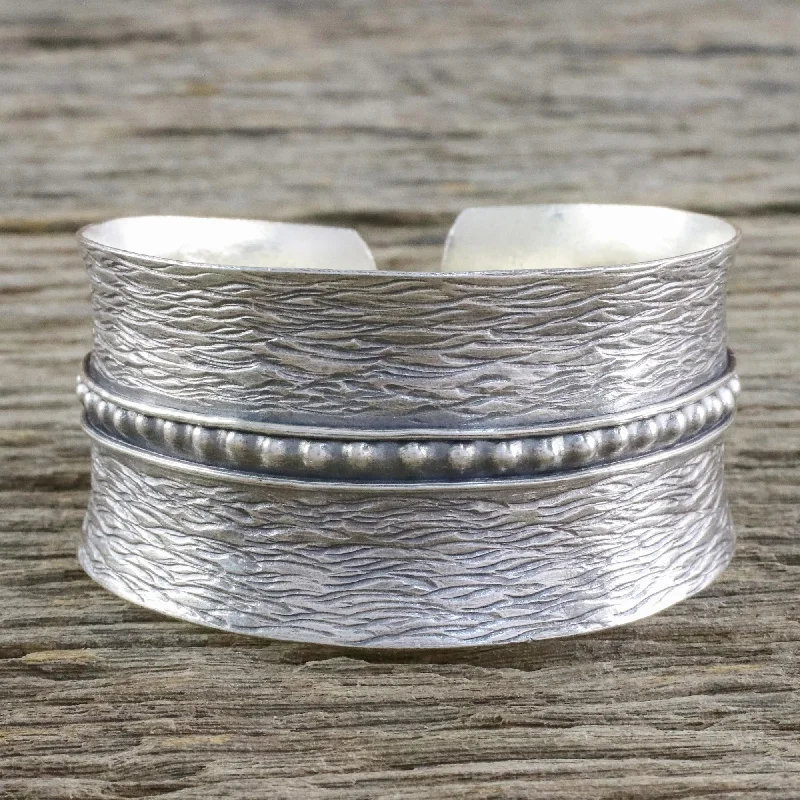 Best bangle bracelets with stacked designs for a trendy and fashionable look-Touch of Thailand Handcrafted Thai Hill Tribe Sterling Silver Cuff Bracelet