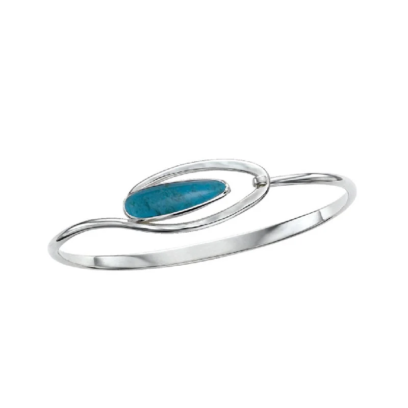 Best bangle bracelets with sapphire stones for an elegant and rich pop of color-Turquoise Silver Bangle Bracelet