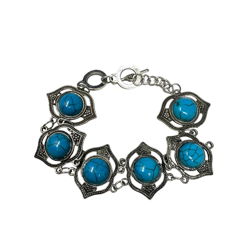 Best bangle bracelets with stacked designs for a trendy and fashionable look-Turquoise Tone Panel Link Bracelet By Unbranded