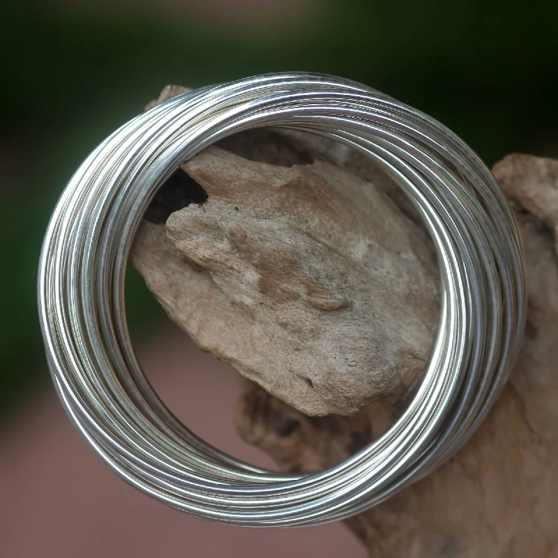 Vintage bangle bracelets with oxidized silver finishes for a rustic, antique feel-United in Strength Modern Artisan Crafted Sterling Silver Bangle